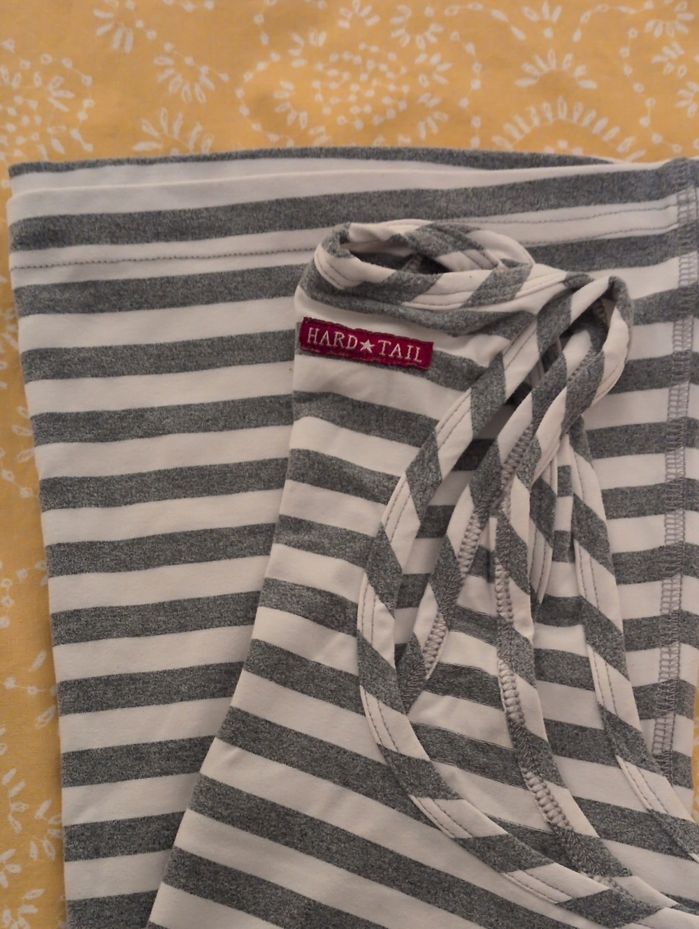Hard Tail Women's Gray & White Striped Racerback Tank Top (Sz S/Petite)
